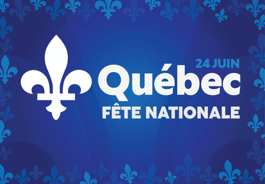 Modern Quebec National Day background featuring fleur-de-lys symbol
