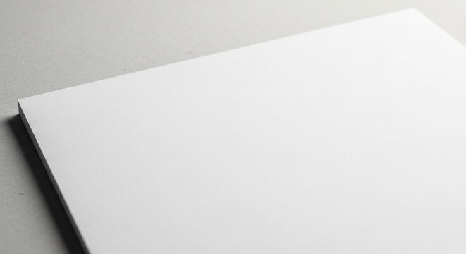 Closeup of a stack of blank white paper sheets on a light surface.