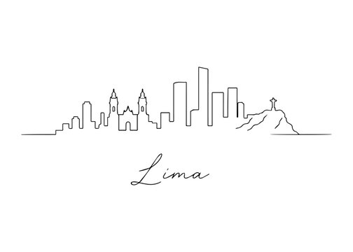 Lima city skyline hand drawn
Vector hand-drawn naive city skyline on a white background