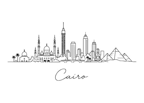 Cairo city skyline hand drawn
Vector hand-drawn naive city skyline on a white background