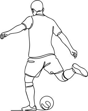 Continuous one line art of a soccer player in free kick stance