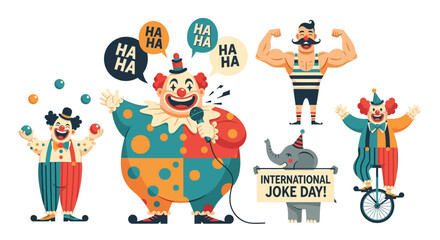 Circus Performers & Elephant Celebrating International Joke Day © Barang