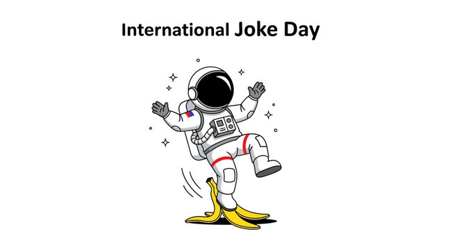Astronaut Slipping on Banana Peel - International Joke Day
