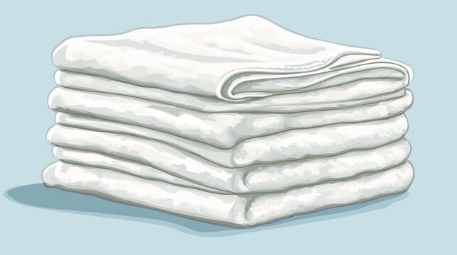 A stack of neatly folded, white towels rendered in a digitally illustrative style