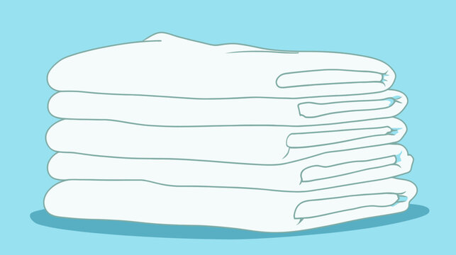 A stack of folded, white towels, with soft outlines, rests against a solid blue background