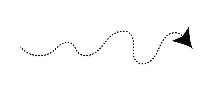 dot and dashed long arrow icon, long wave curve dotted arrow icon.
