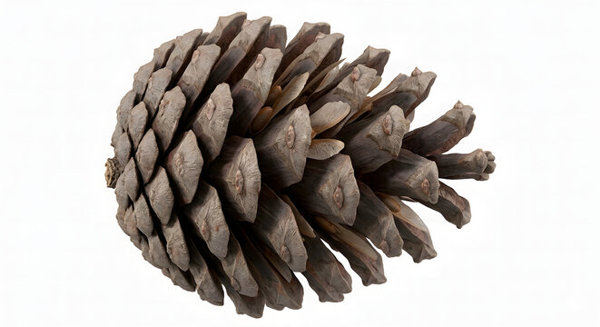 Scientific 3D Render of a Female Pine Cone with Visible Ovuliferous Scales Isolated on White