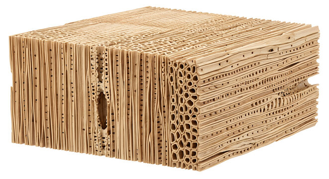 Detailed 3D Scientific Render of Conifer Wood Anatomy Showing Tracheid Cells