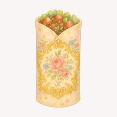 Fototapeta premium Floral burrito with intricate design.