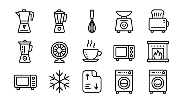 Set of kitchen appliances and home electronic devices