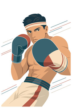Man Wearing Boxing Gloves Ready.