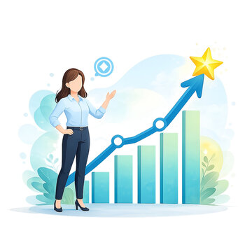 Corporate Business Growth and Analytics Dashboard Illustration PNG