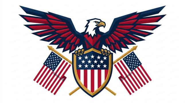 American eagle shield with usa flags patriotic symbol of freedom and national pride