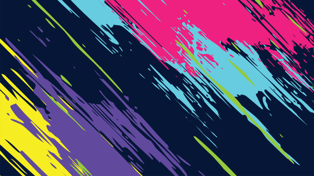 A dark background with vibrant, colorful brushstrokes applied diagonally.