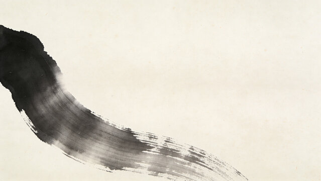Japanese Sumi-e Ink Wash Background with Copy Space