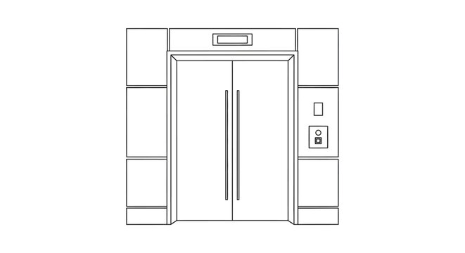 Elevator doors with control panel.
