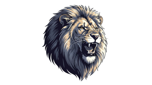 Lion Head Illustration with Open Mouth 7.