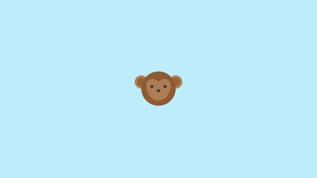 Cute Monkey Face Emoji on Light Blue Background