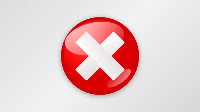 Red Oval Icon With White Cross Mark