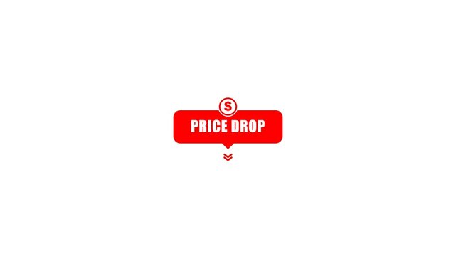 Red Price Drop Sale Sign with Dollar Icon