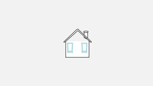 Simple house icon with chimney and windows