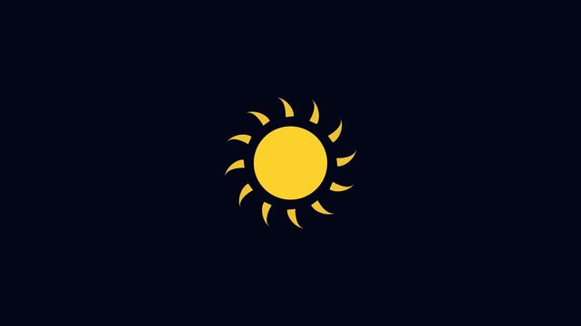 Yellow Sun Icon With Jagged Rays on Dark Background
