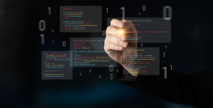 Unsecure and buggy programming code filled with errors and strange logic. Code contains insecure queries, broken validation, weird functions, and programming flaws for demonstration. Latch