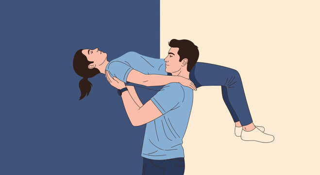 Elegant Couple Dancing in Modern Digital Art Style