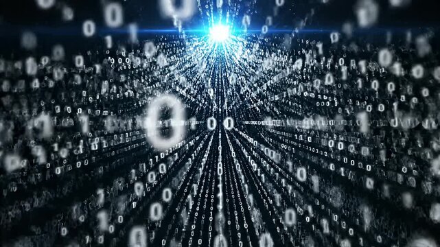 Abstract digital data stream with binary code visualisation