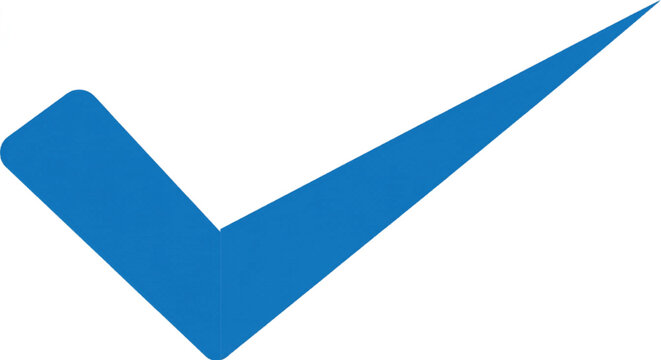Blue check mark icon vector, minimalist tick symbol for success and approval, solid blue checkmark graphic for business verification and task completion