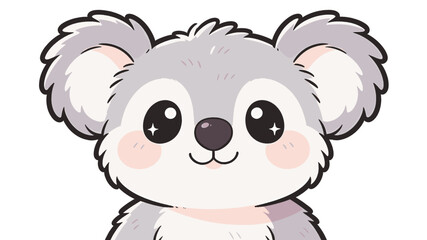 Fototapeta premium A charming and adorable illustration of a cute koala bear with big, sparkling eyes and rosy cheeks, presented in a simple, clean style.
