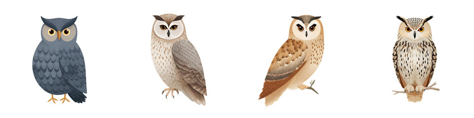 Fototapeta premium Owl Illustration Set on White Background