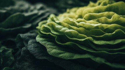 Fototapeta premium Close-up of layered green and dark textured leaves with intricate patterns showcasing nature's beauty and diversity in colors and shapes