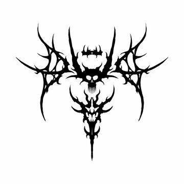 Neo tribal cyber gothic skull abstract shapes blackwork styles vector design for tattoo, streetwear, dark fantasy aesthetics