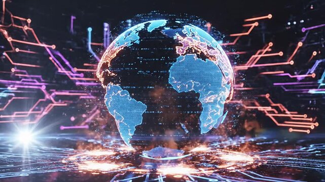 Digital globe data visualization representing technology and connectivity