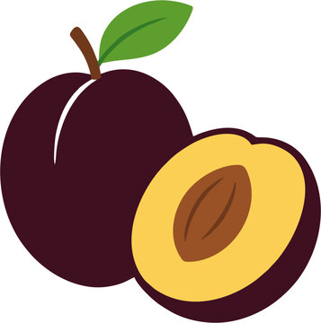 Minimal Plum Fruit Flat Vector Illustration