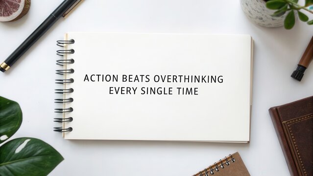 Action Beats Overthinking Quote on Notebook Page