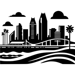Obraz premium San Diego Skyline Vector Icon