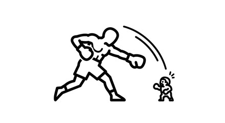 Fototapeta premium Giant Boxer Punches Tiny Opponent