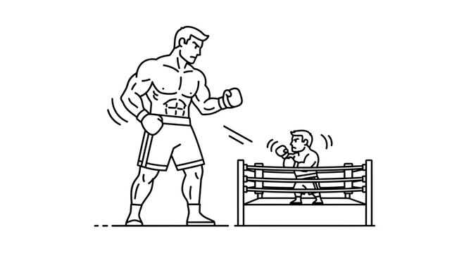 Giant Boxer vs Tiny Boxer in Ring: David vs Goliath Concept