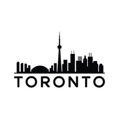 Fototapeta premium toronto skyline silhouette with city name black vector illustration