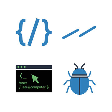 Software development and coding concept icon set.