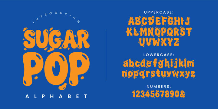 Sugar Pop alphabet font a playful dripping liquid bubble typeface for kids food branding