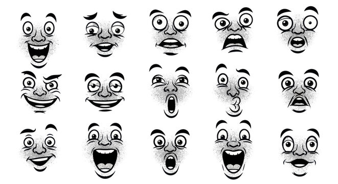 Cartoon faces with various expressions 1.