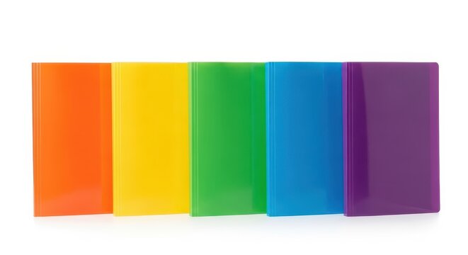 Rainbow colored plastic erasers in a row