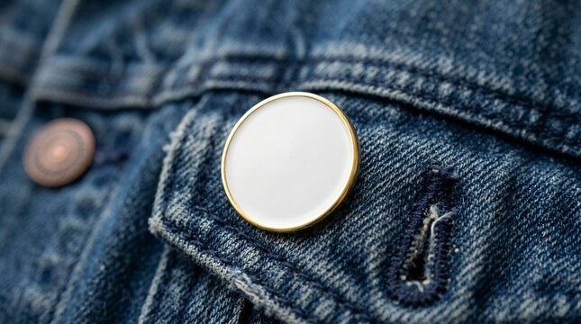 Blank Badge on Denim Jacket Pocket