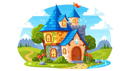 Fairytale Castle Illustration with Magical Landscape © Jalan