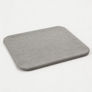 This is a minimalist rectangular gray fabric mouse pad with rounded corners, designed for computer desk use with a smooth, soft working surface.