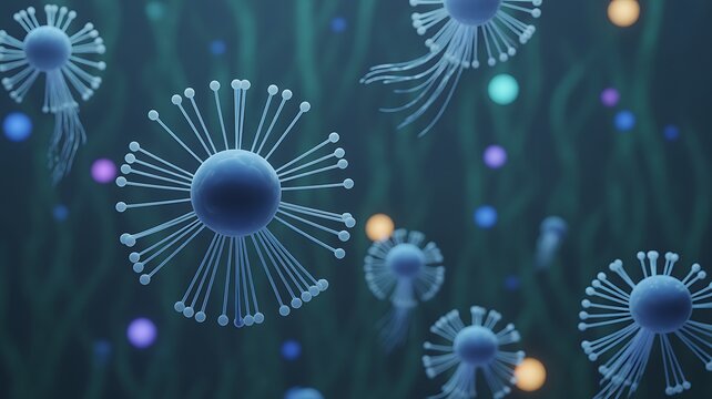 a digital illustration commonly used to represent pathogens such as viruses or bacteria.