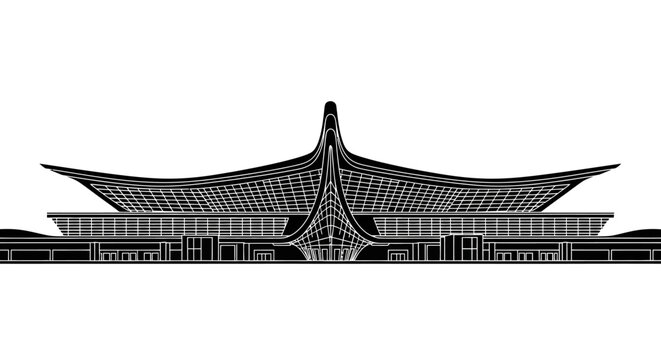 Sultan Omar Ali Saifuddien Mosque silhouette, minimalist landmark